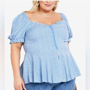 City Chic Light Blue Floral Blouse